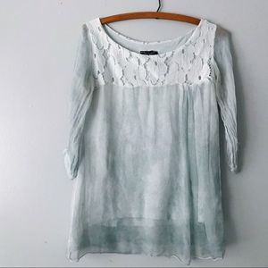 Blue Italian Silk Blouse - XS